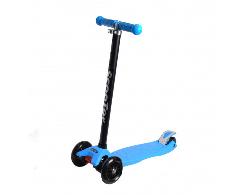 Самокат 00-170072-1 алюминий/пластик детский, регулируемый руль, со светящимися колесами 120 и 80мм ABEC-7 до 60кг голубой
