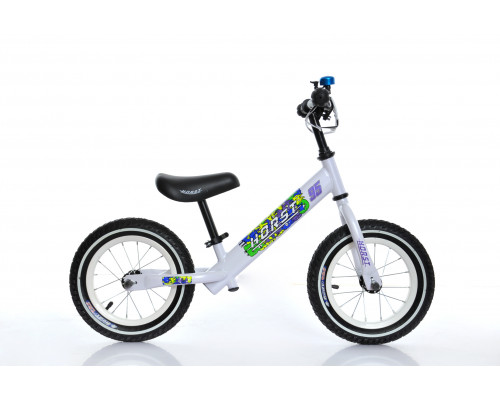 Беговел 00-170676 рама сталь, надувные колеса 12″ герм.подш. регул. руль/седло белый HORST95