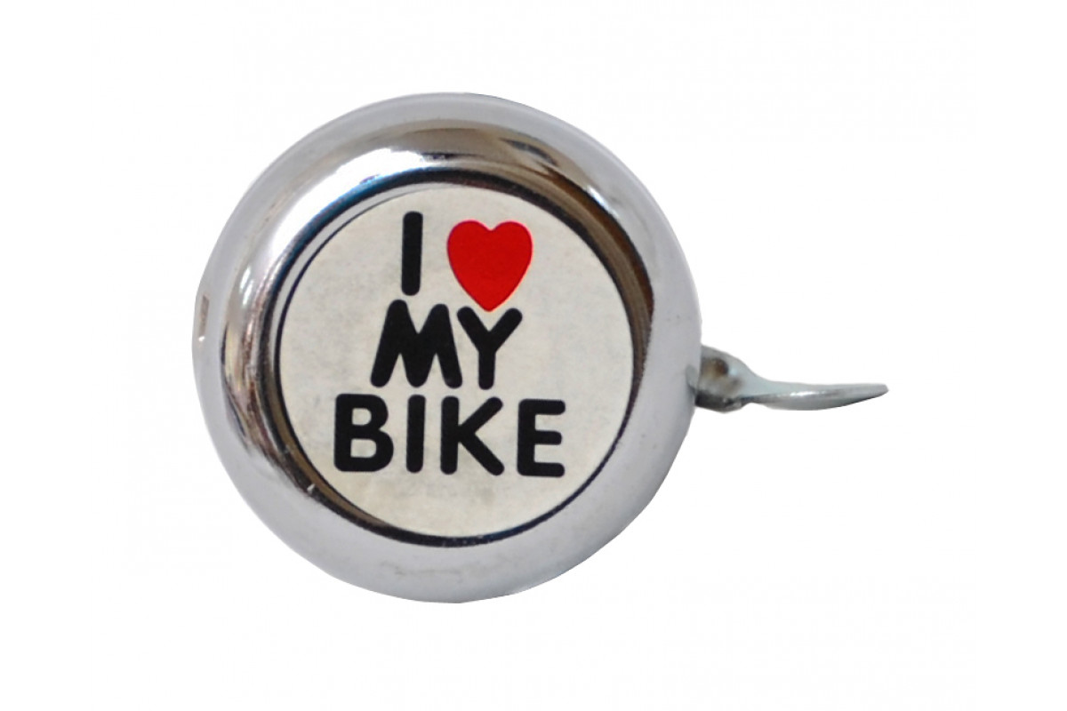Звонкая сталь. Звонок i Love my Bike. Звонок для велосипеда "i Love my Bike". Звонок "i Love my Bike" Silver. Звонок 45ae-02 "i Love my Bike" алюминий/пластик, чёрно-золотистый.