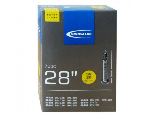 Камера. 28″/700 спорт ниппель 05-10400103 SV20 EXTRA LIGHT (18/25-622/630) IB 50mm. SCHWALBE