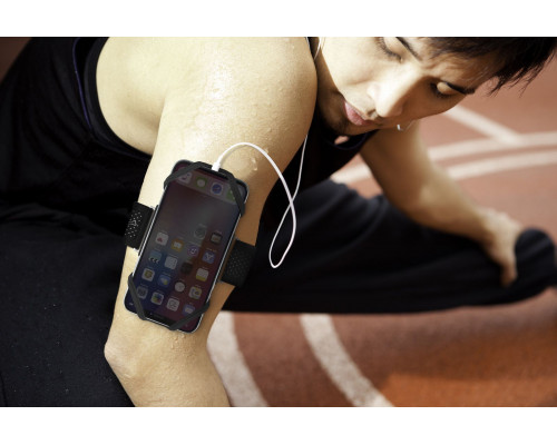 Держатель для смартфона 07-185020 силиконовый на руку (размер L) универсальный 4.0'-6.5' RUN TIE черный BONE