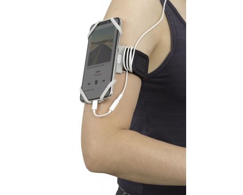 Держатель для смартфона 07-185023 силиконовый на руку (размер L) универсальный 4.0'-6.5' RUN TIE серый BONE