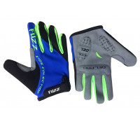 Перчатки 08-202133 детские с длинными пальцами лайкра PRO RACE сине-зеленые неон, размер 8/L (для 6-8 лет), GEL PRO, на липучке FUZZ
