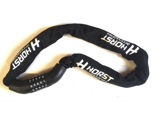 Замок 09-100249 вело цепь (5 разрядов) 8х900мм кодовый черный HORST