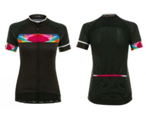 Велофутболка 12-770 женская Nugola JW-854 Black Women PRO SS Jersey черная с цветными вставками размер S FUNKIER
