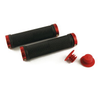 Ручки .CLO201 на руль 3-156 резиновые 130мм с 2 фиксаторами черно-красные анодированные CLARK`S