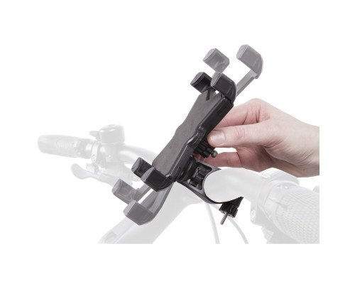 Держатель для смартфона 5-122411 ABC пластиковом 55х116х12 до 90х180х12мм вращающееся 360' крепление на руль 22.2-31.8 черный M-WAVE