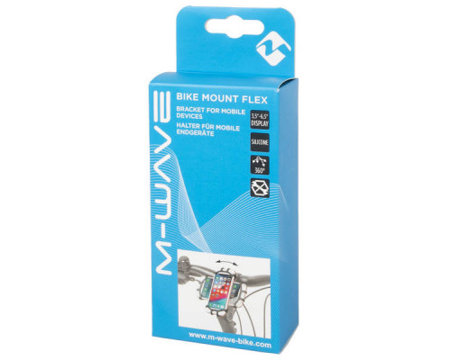 Держатель для смартфона 5-122580 силиконовый 3,5″-6,5″ вращающееся 360', крепление на руль или вынос черный M-WAVE