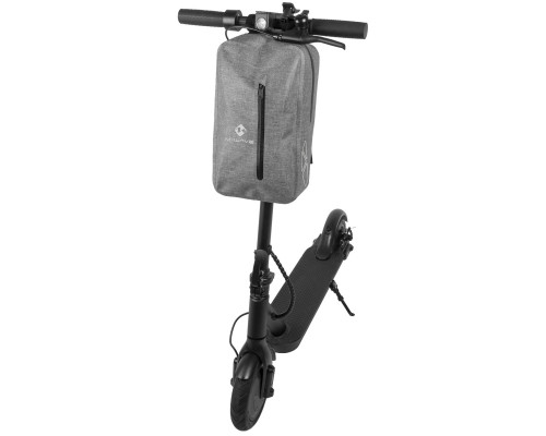 Сумка 5-122888 на руль для САМОКАТА V=8л 23х10,5х33см б/съемный на липучках с плечевым ремнем 100% водонепроницаемая сварные швы, дизайн DENIM серая M-WAVE
