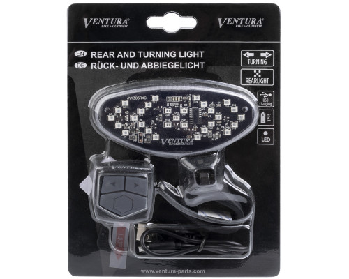 Фонарь 5-221030 задний USB-зарядка Li-Pol АКБ LED диоды поворотники, wireless, беспроводной пульт управления VENTURA