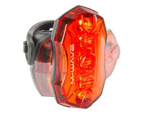 Фонарь 5-221034 задний 5диодов повышенной яркости с линзами/3функции вращение 90' красный с батарейками быстросъемный HELIOS 5.3 M-WAVE