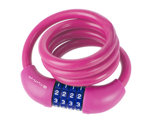 Замок 5-231068 вело кодовый (4 разряда) 12х1000мм автоматический силиконовый розовый M-WAVE