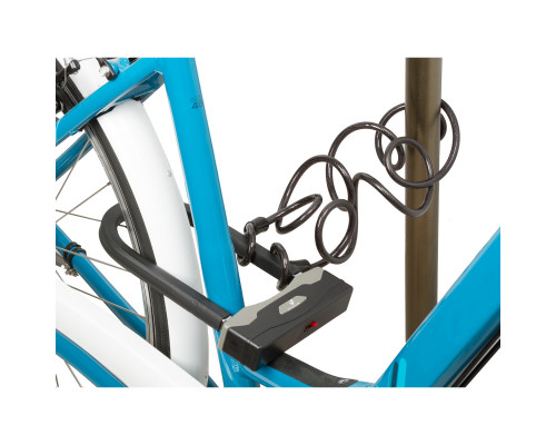 Замок 5-234025 ″скоба″ вело/универсальный U-образный 165х247мм квадратное сечения пруток 15мм с тросом 8х1800мм, с крепежом к раме M-WAVE