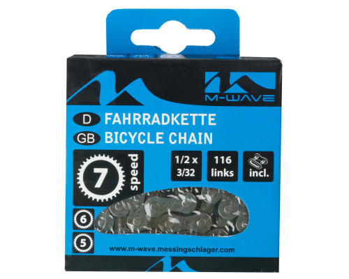 Цепь 5-301904 1/2″x3/32″ 116 звеньев 7,3мм с замком в коробке 5-7 скоростей M-WAVE