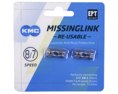 Замок цепи 5-302323 (5-300039) 1/2″x3/32″ 7,1мм многоразовые 8 скоростей 2шт. на блистере КМС