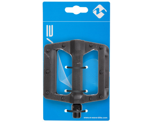 Педали 5-313181 пластиковые широкие, с насыпными подшипниками 106*101мм с отражателями, черные (на блистере) M-WAVE