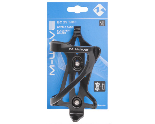 Флягодержатель 5-340051 поликарбонат, высокопрочный облегченный BC-29 боковая установка фляги (д/детстских/женских велосипедов) 29г черный (на блистере) M-WAVE