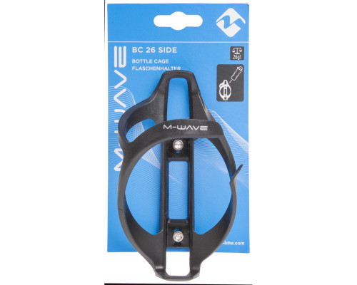 Флягодержатель 5-340053 поликарбонат, высокопрочный облегченный BC-26 боковая установка фляги (д/детстских/женских велосипедов) 26гр черный (на блистере) M-WAVE
