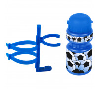 Фляга 5-340213 детская пластиковая 0,3л синяя ″футбол″+держатель пластик с универсальным креплением VENTURA KIDS