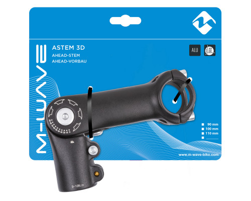 Вынос внешний 5-400320 регулируемый 0-90` для вилок 1 1/8″(31,8мм) длина 110мм для руля 31,8мм алюминиевый матовый черный (на блистере) M-WAVE