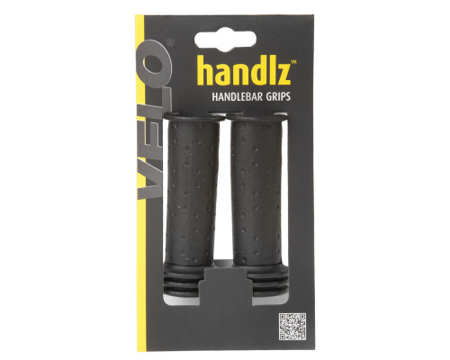 Ручки 5-410015 на руль детские резиновые 105мм с торцевой защитой черные (на блистере) VELO