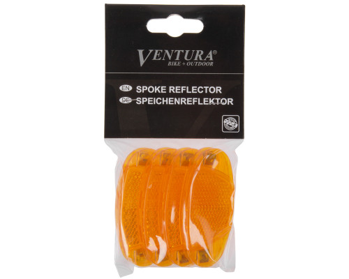 Светоотражающие 5-466606 катафоты в спицы 60мм крепления из нержавейки, 4шт в комплекте оранжевые VENTURA