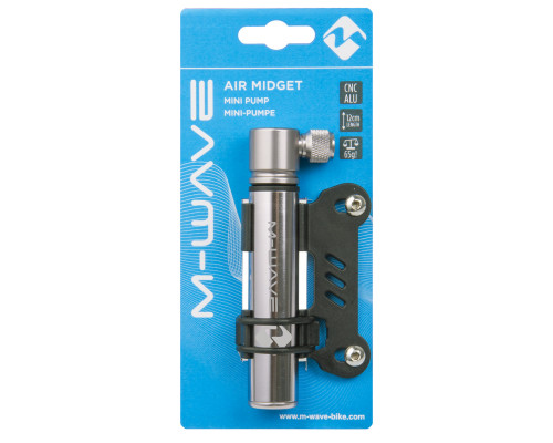 Насос 5-470281 алюминиевый фрезерерованный мини 68г 120мм до 6,2 бар/90PSI универсальная головка серебристый M-WAVE