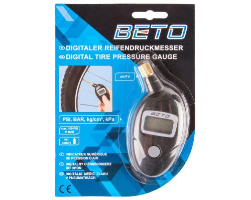 Манометр 5-479910 электронный, до 11bar/160PSI, с батарейкой, двойная головка AV/FV BETO