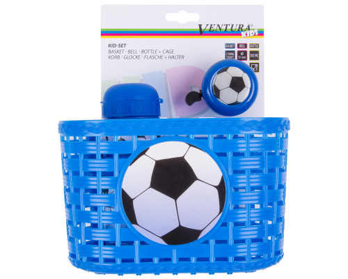 Корзина+фляга+звонок 5-650041 комплект синий ″футбол″ VENTURA KIDS