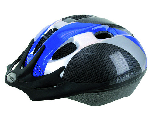 Шлем 5-730920 с сеточкой 9 отверстий, 54-58см сине-серо-карбон. VENTURA