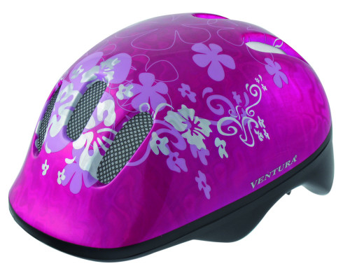 Шлем .детский/подростк. 5-731001 с сеточкой 6 отверстий 52-56см FLOWER/розовый M-WAVE