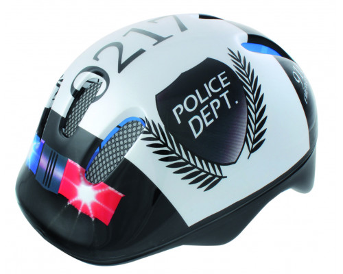 Шлем .детский/подростк. 5-731004 с сеточкой 6 отверстий 52-56см POLICE/черно-белый M-WAVE