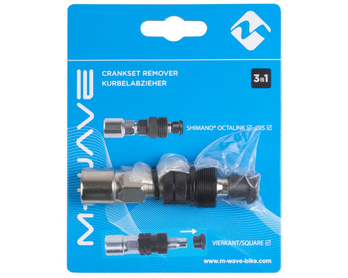 Съемник шатунов 5-880555 3 в 1, квадрат, Shimano Octalink и ISIS сталь (инд. упаковка) серебристый-черный M-WAVE