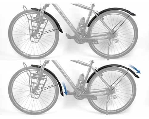 Крылья 8-16100538 пластиковые AXP-City 60 black 26-29″х60мм раздвижные переднее 585–705мм, заднее 790–910мм с усами черные AUTHOR