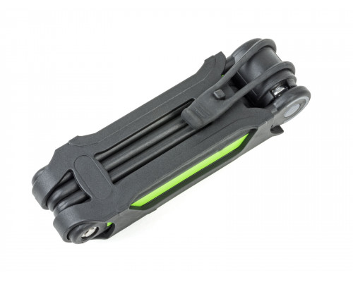 Замок 8-17064215 вело AUL FlexGuard-6 складной 840мм 6 пластин толщиной 3,5мм, автоматический черно-зеленый AUTHOR