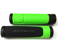 Ручки 8-33452005 на руль AGR-600-D3 130мм резиновые 2-х компонентные черно-неоново-зеленые AUTHOR