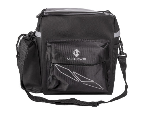 Сумка 5-122385 на руль быстросъемная с плечевым ремнем отделение д/карт черная M-WAVE