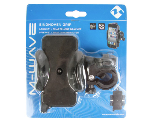 Держатель для смартфона 5-122405 пластиковом 110-126х55-72х11мм вращающееся крепление на руль черный M-WAVE