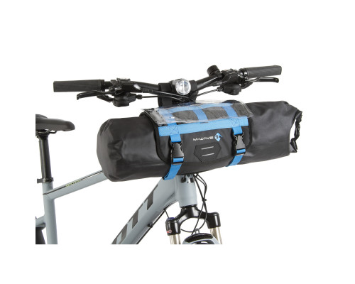 Сумка 5-122631 на руль походная, размер 59х23см V=10л 100% влагозащита черное M-WAVE