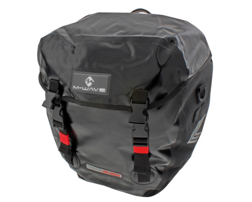 Сумки 5-122722 на багажник боковая 2х20л 100% водонепроницаемая со светоотражателями, с защитой краев, черные MONTREAL M-WAVE