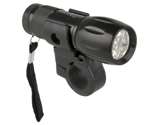 Фара 5-220941 9диодов/1функция алюминиевая с батарейками, с ремешком, черная APOLLON A 9.1 M-WAVE