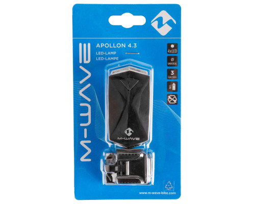 Фара 5-220942 4диода/3функции с батарейками быстросъемная черная APOLLON 4.3 M-WAVE