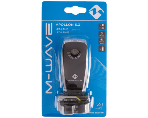Фара 5-220957 5диодов повышенной яркости/3функции оптичесские линзы с батарейками черная APOLLON 5.3 M-WAVE
