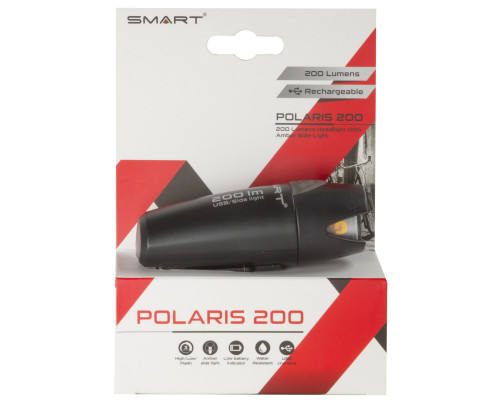 Фара 5-220985 2диода повышенной яркости 2W NICHIA 200лм/3функции Li-Ion АКБ USB-зарядка черная SMART