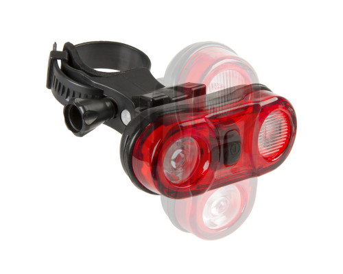 Фонарь 5-221037 задний 2диода повышенной яркости 0,5W/3функции вращающийся, красный с батарейками HELIOS 3.2 M-WAVE