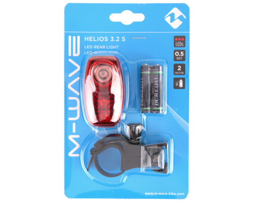 Фонарь 5-221041 задний 3диода (1*0.5W)/2функции красный с батарейками вертикальный HELIOS 3.2 размер S M-WAVE