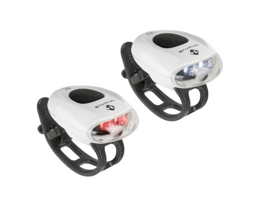 Фонарики 5-221063 COBRA III передний 2диода/2функции +задний2диода/2функции 19г с батарейками белый корпус M-WAVE