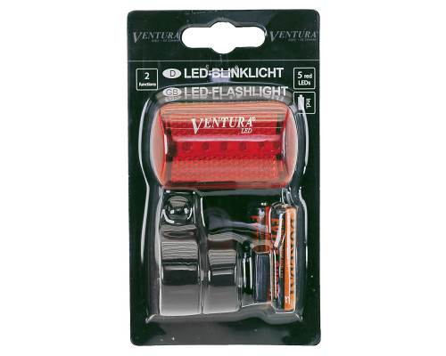 Фонарь 5-221085 заднний 5диодов/2функции красный с батарейками VENTURA