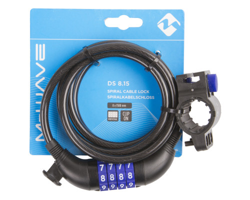 Замок 5-230170 вело кодовый (4 разряда) 8х1500мм полупрозрачный M-WAVE