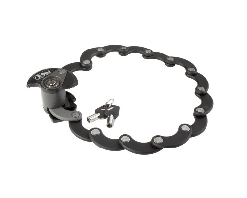 Замок 5-230196 вело складной 600мм автоматический 14 стальных пластин в пластиковом кожухе держ-ль черный M-WAVE